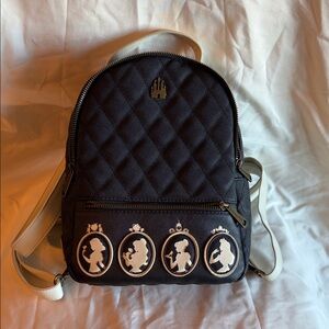 Black Loungefly Quilted Backpack with Cream Accents